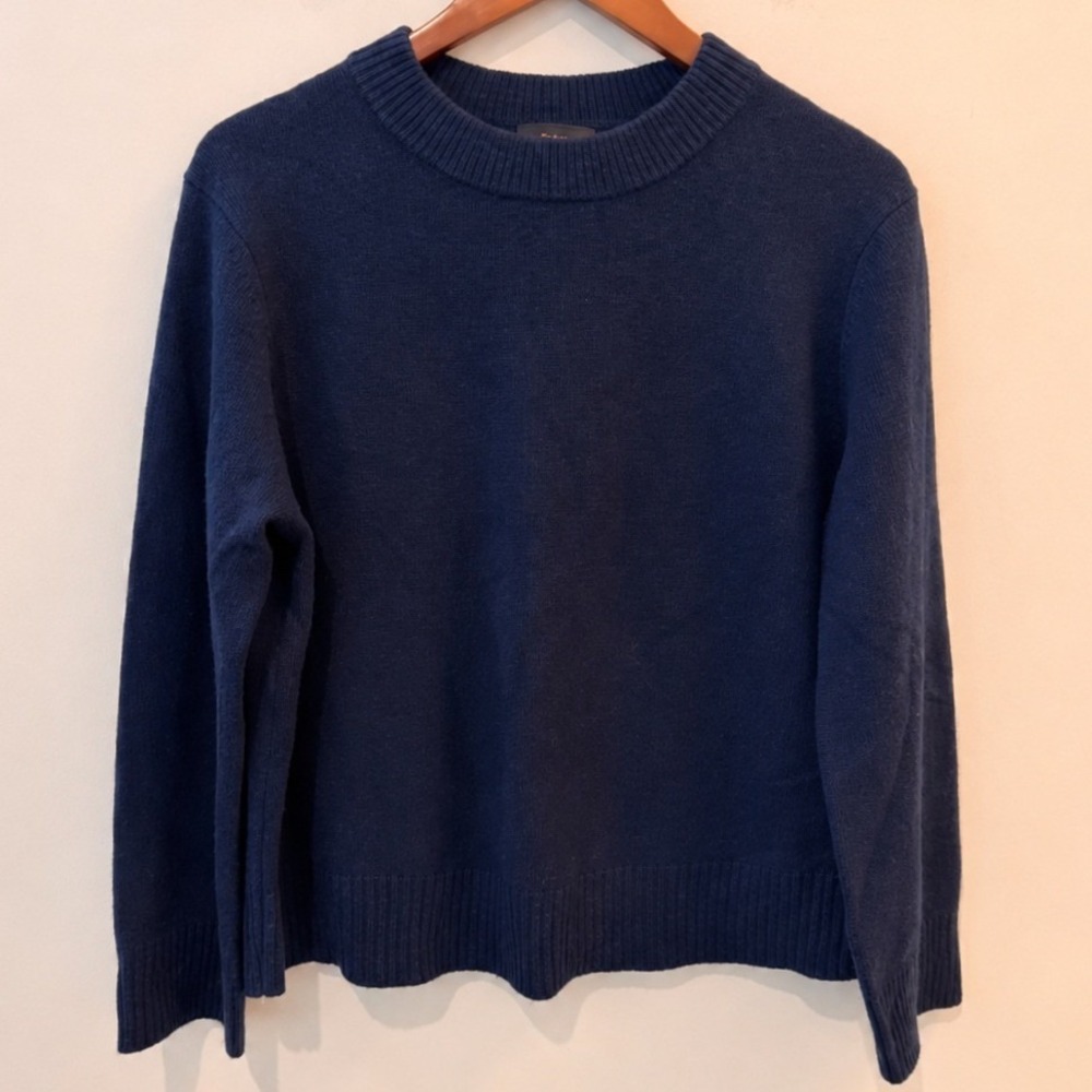 Quince Mongolian Cashmere Oversized Crewneck Sweater Navy Small NWOT - Picture 2 of 12